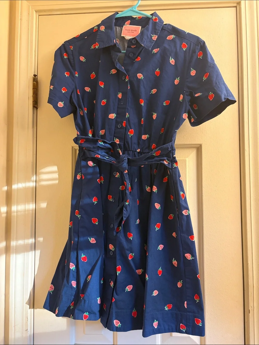 kate spade Navy Short-Sleeve Shirt Dress with Red & Pink Floral Print